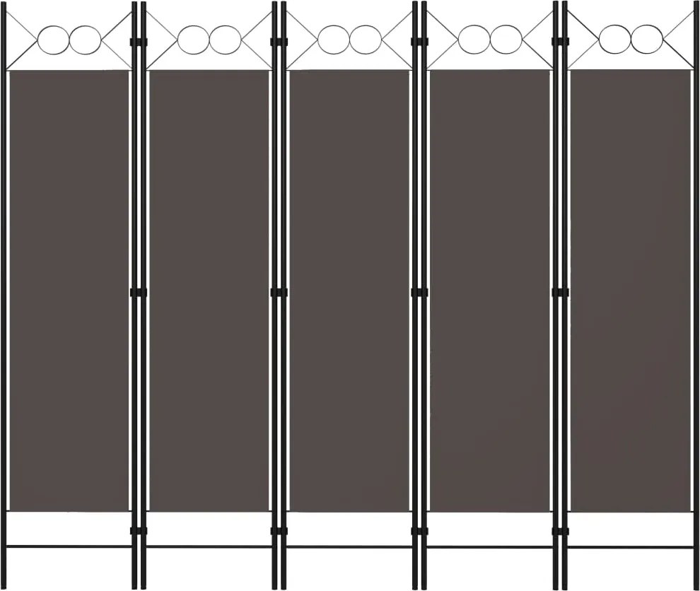 vidaXL antracitszürke 5 paneles paraván 200 x 180 cm