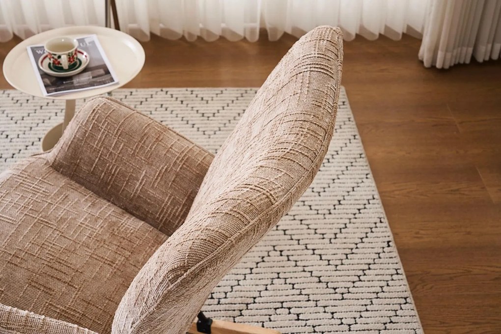 Hintaszék, relaxációs szék kordbársony kárpitozással, bézs-khaki színű