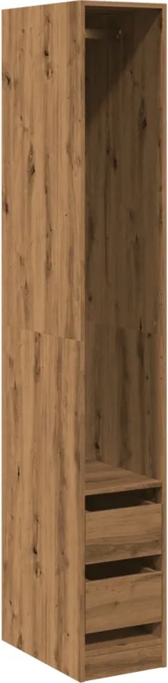 vidaXL kézműves tölgy színű szerelt fa ruhásszekrény 30 x 50 x 200 cm