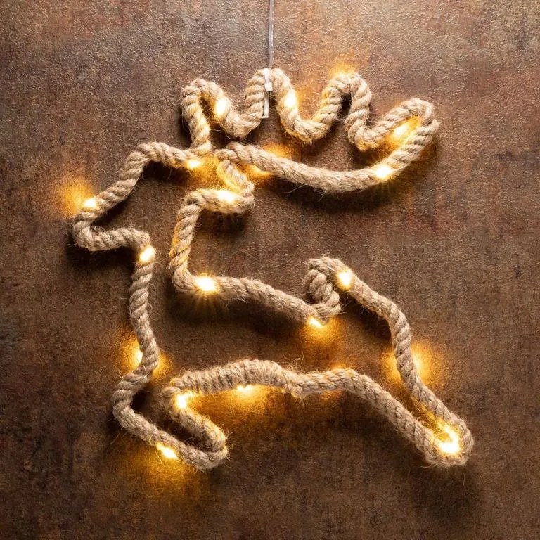 Karácsonyi dekoráció rénszarvas 28x29 cm 20 LED fehér 2 db