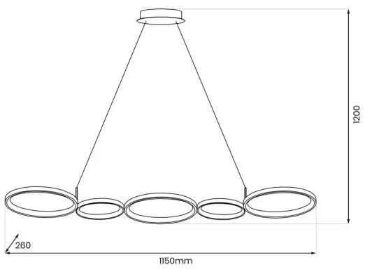 LED Csillár zsinóron OLYMPIA 5xLED/10W/230V szürke