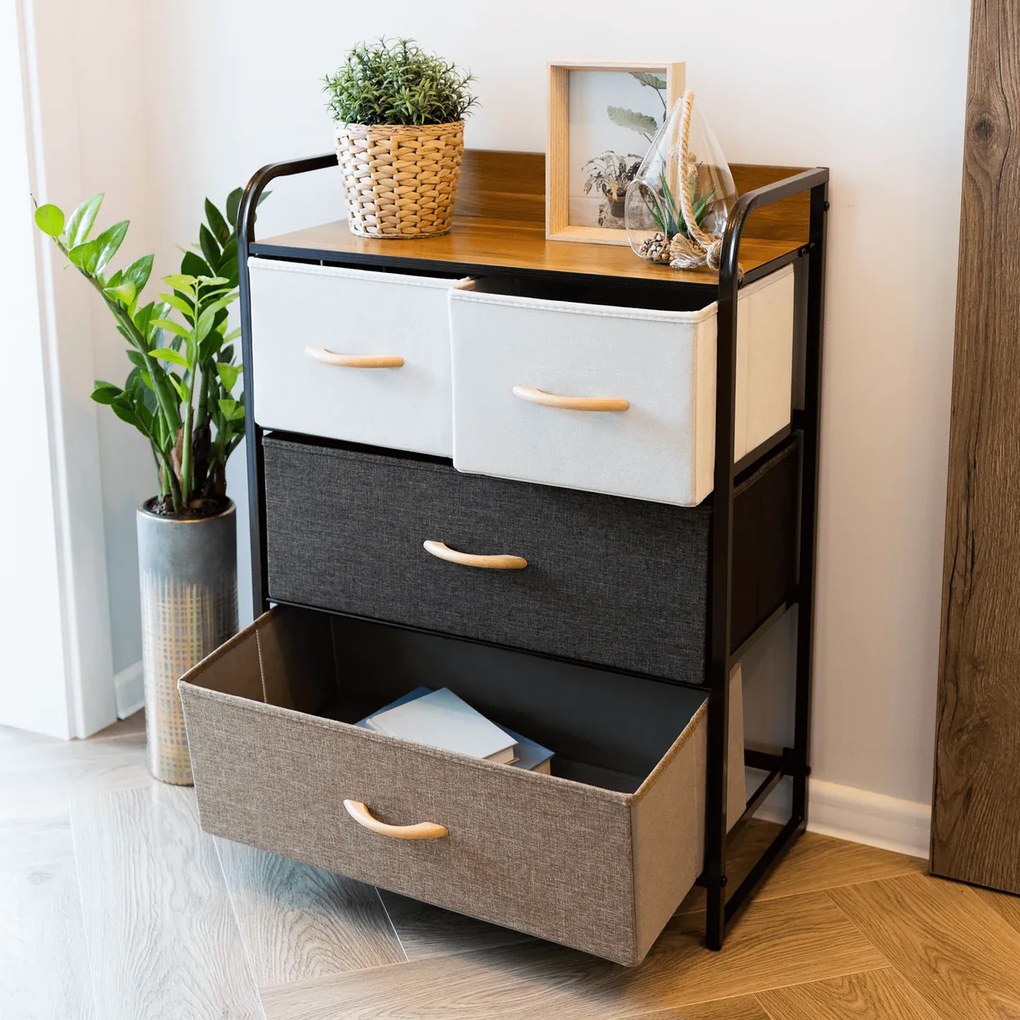 HAZEL TYP 2 szekrény szövet fiókokkal, barna, M