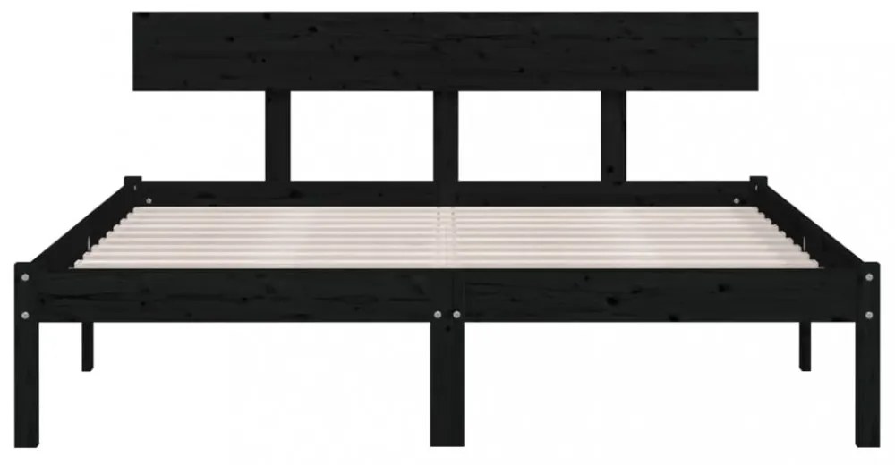 fekete tömör fenyőfa ágykeret 140 x 200 cm