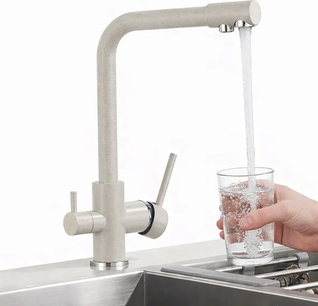 Krunn Konyhai csaptelep vízszűrőhöz Háromutas konyhai csaptelep Bézs