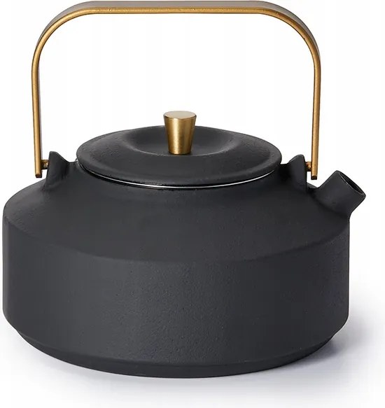 Öntöttvas vízforraló "Ning" 0,8l matt fekete arany fogantyú