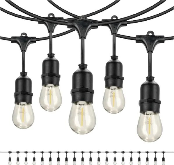 LED Kültéri dekoratív lánc BAJA ST64 20xE27/1W/230V 20,9m IP44 meleg fehér