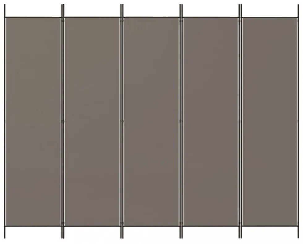 5 paneles antracitszürke szövet térelválasztó 250x200 cm