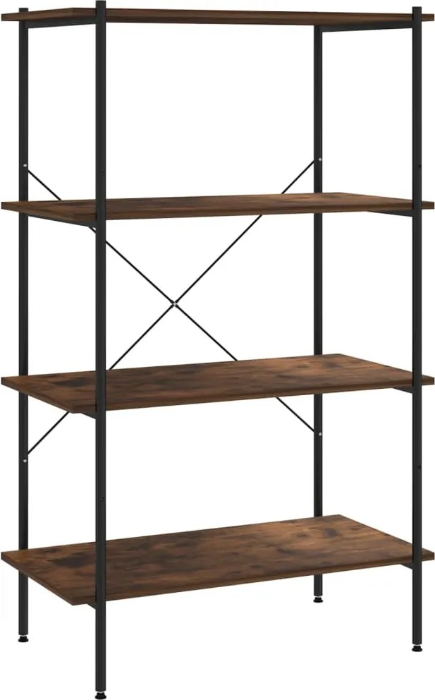 vidaXL fekete és sötét faszínű 4 szintes polcrendszer 80 x 40 x 130 cm