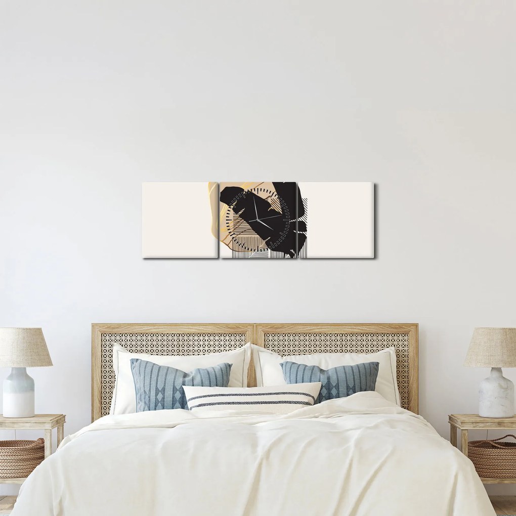 Kép - Absztrakció trópusi levelekkel N⁰4 (órával) (90x30 cm)