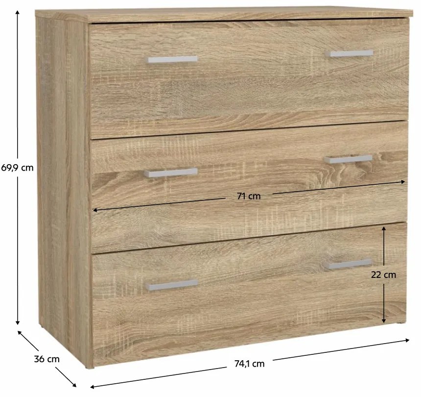 GARBO 3 komód, sonoma tölgy