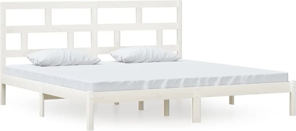 vidaXL fehér tömör fenyőfa ágykeret 200 x 200 cm