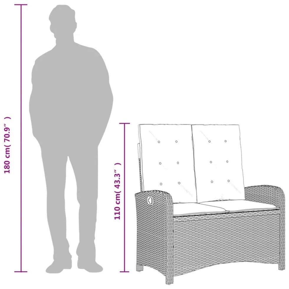 fekete polyrattan dönthető kerti pad párnával