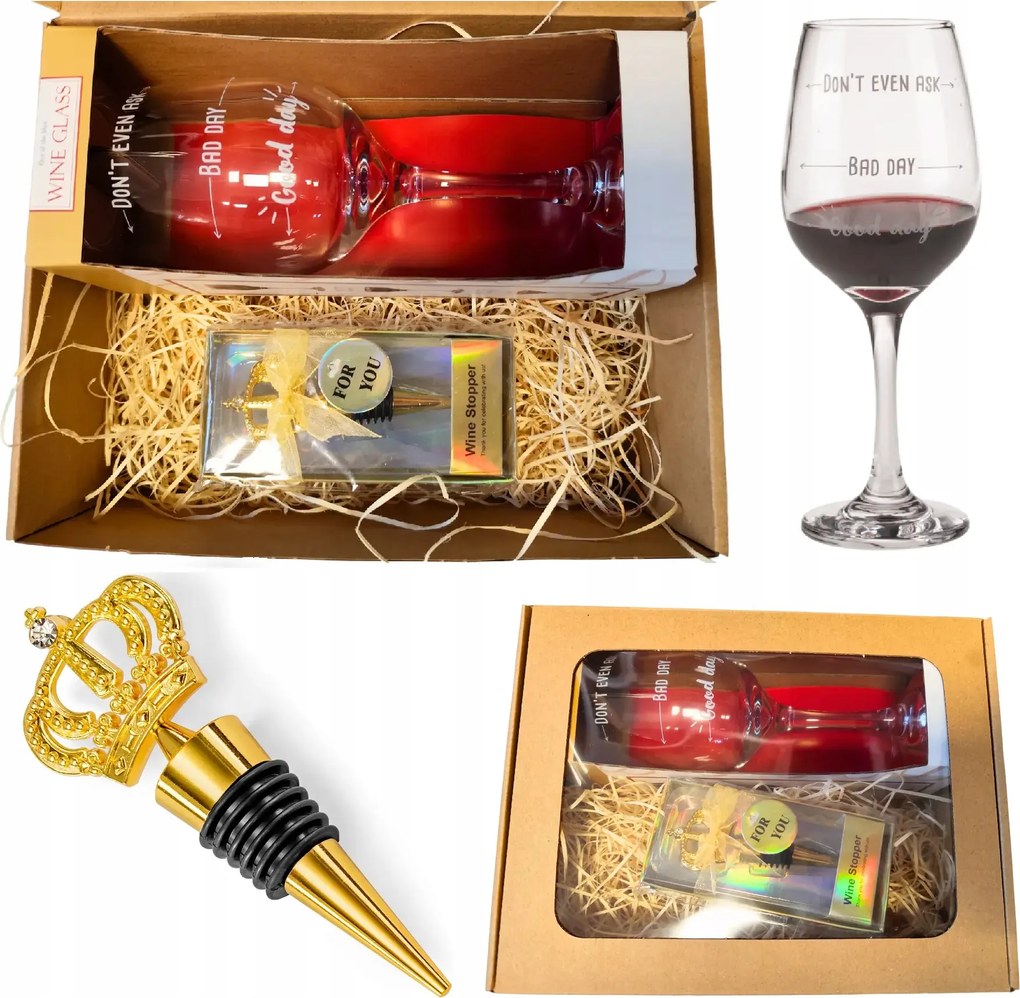 Szett Neki Borospohár Felirattal Királyi kupak