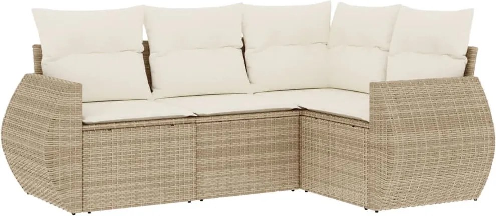 vidaXL 4 részes bézs polyrattan kerti ülőgarnitúra párnákkal