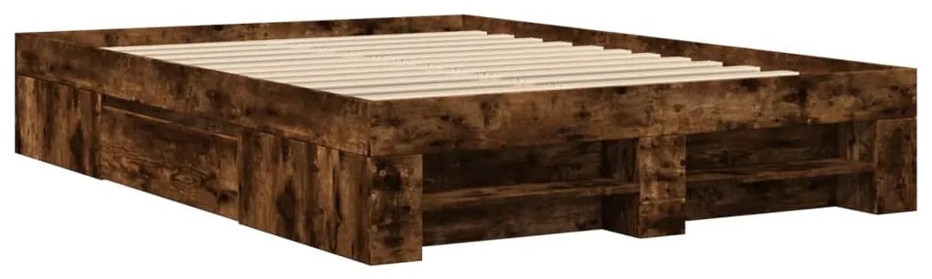 füstös tölgy színű szerelt fa ágykeret matrac nélkül 140x190 cm