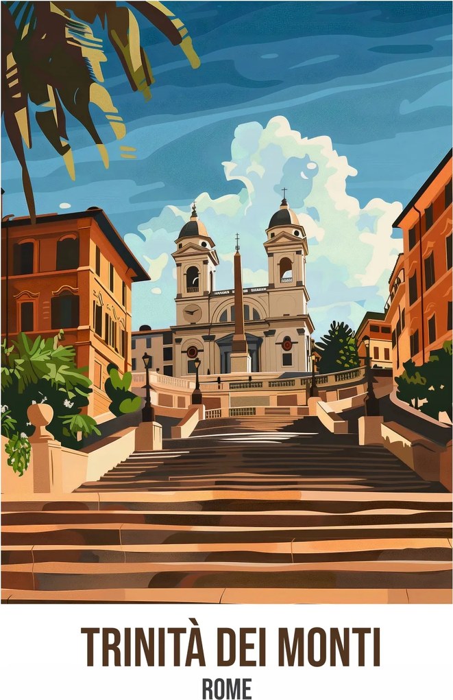 Plakát 67,5x100 cm Trinitá dei Monti, Róma