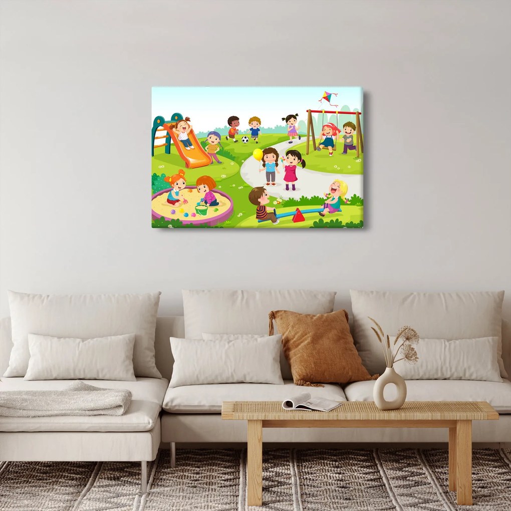 Kép a gyermekek szórakozásáról a homokozóban (90x60 cm)