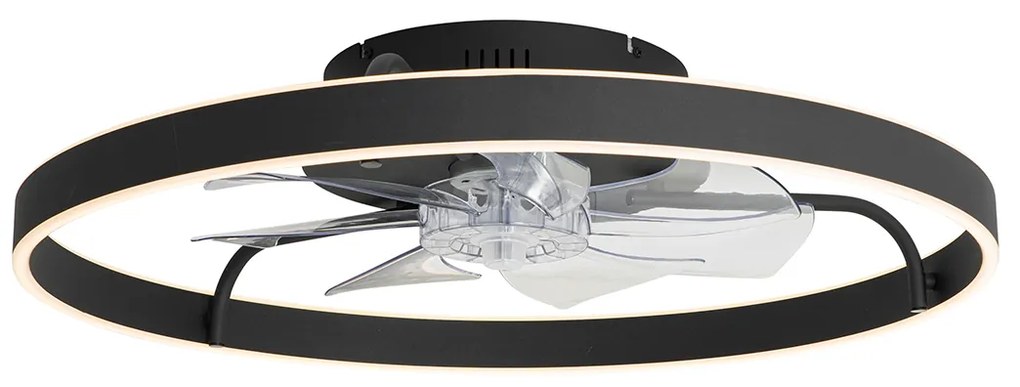 Mennyezeti ventilátor fekete 70 cm fényerőszabályzós LED-del és távirányítóval - Maddy