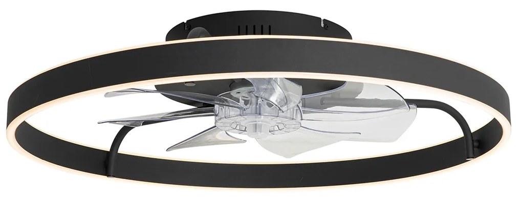 Mennyezeti ventilátor fekete 70 cm LED-del, fényerőszabályzóval és távirányítóval - Maddy