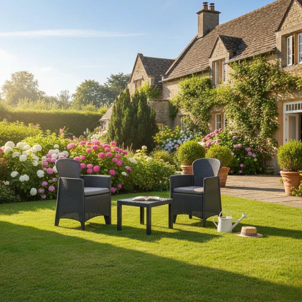 Kerti garnitúra AKITA, 3 részes, antracit színben I.P.A.E-Progarden