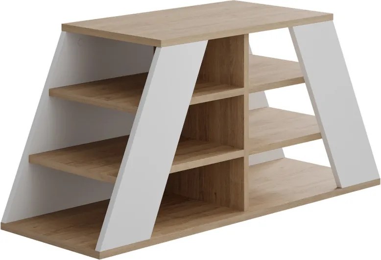 Pyramid Shoe Bench - Oak, White