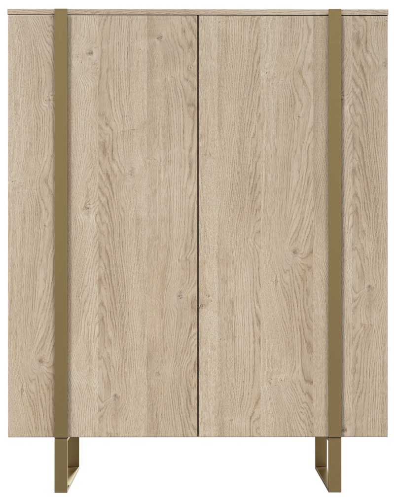 Verica komód 120 cm - szivacsos-tölgy / arany lábak
