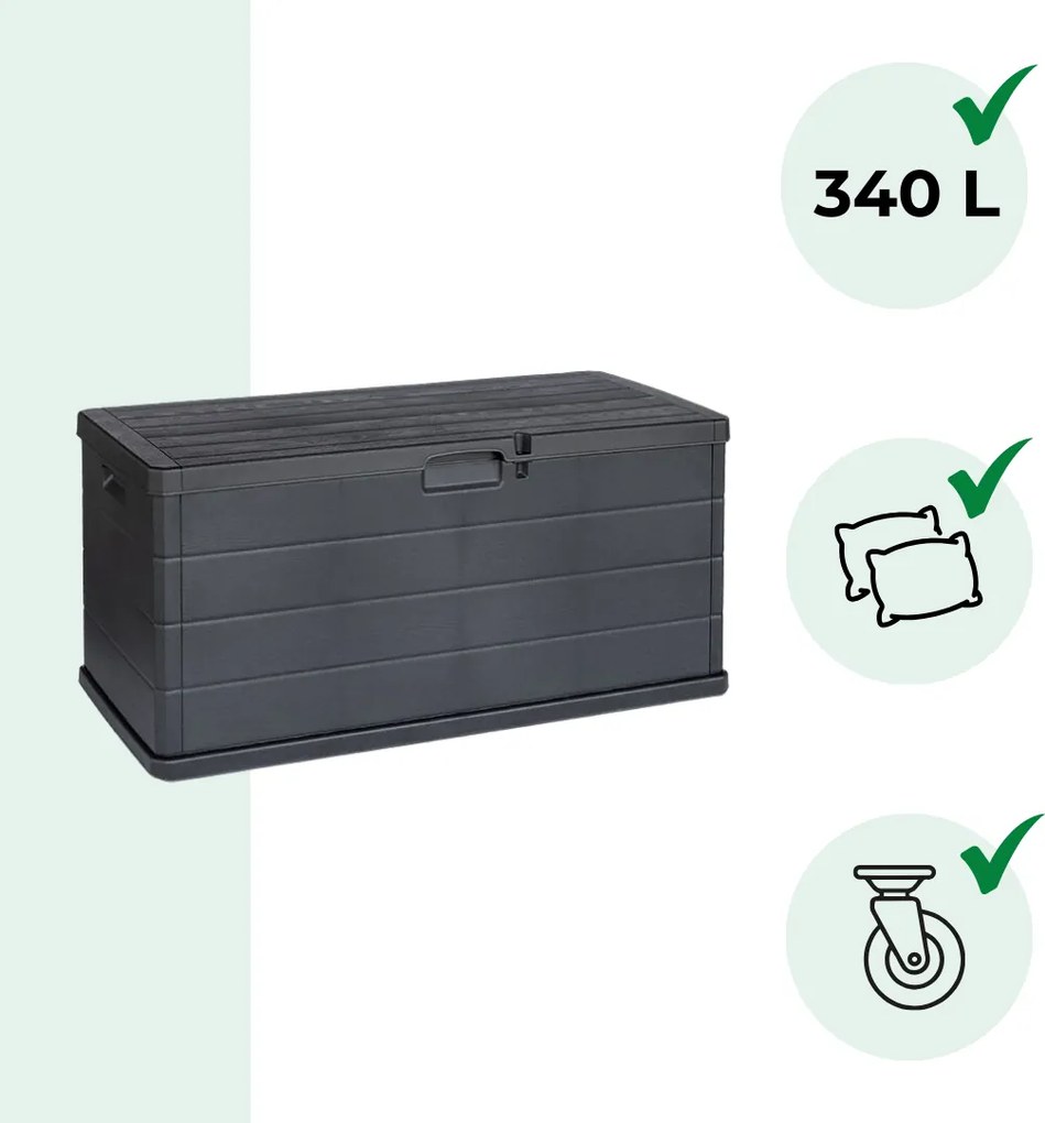 ALPHA tárolódoboz, 340L, 118x59x57cm, antracit I.P.A.E-Progarden