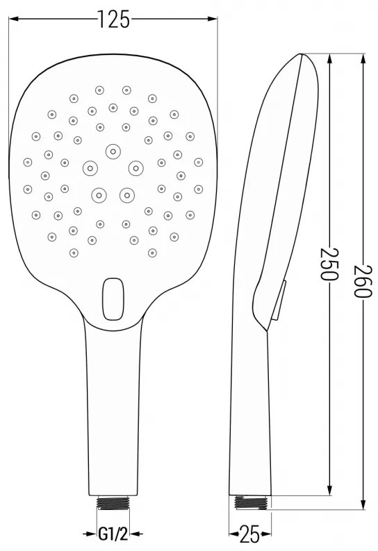 Mexen tartozékok - kézizuhanyfej Oval R-22, 3 funkciós, fekete, 79522-70