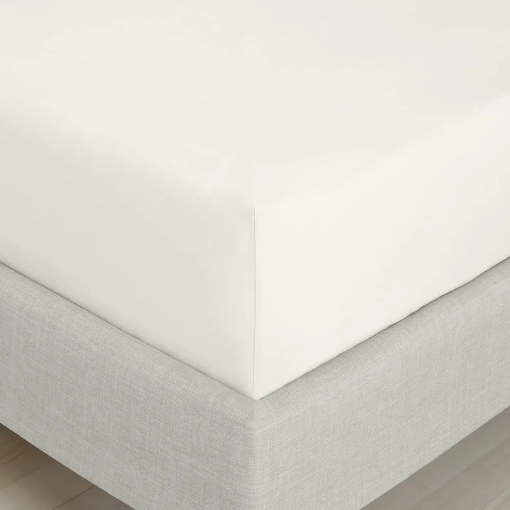 Krémszínű gumis pamut-perkál lepedő 150x200 cm Cotton Percale – Bianca