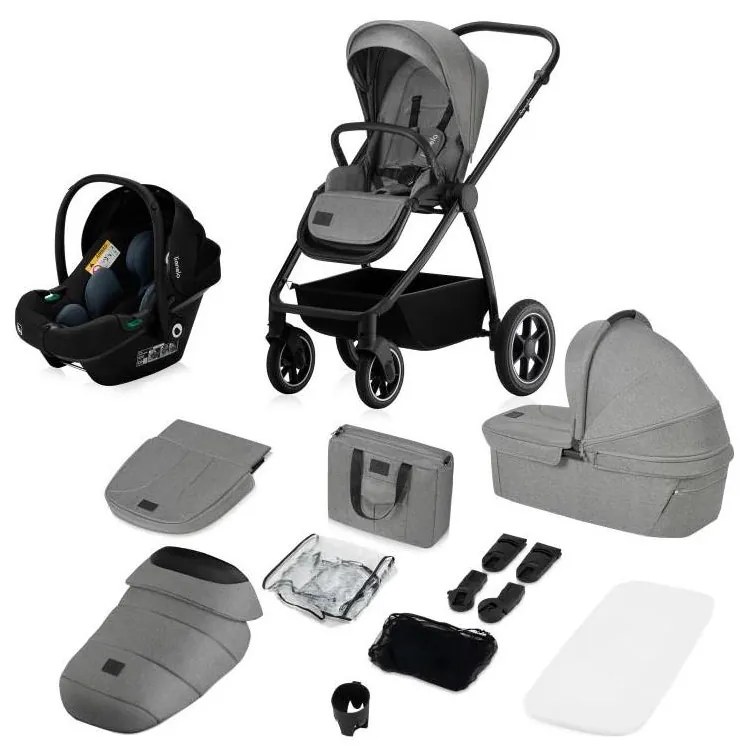 Lionelo - Kombinált babakocsi 3 az 1-ben MERIL Grey Stone