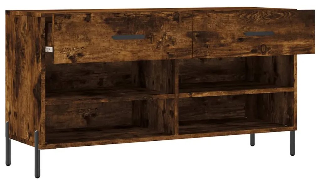 füstös tölgy színű szerelt fa cipőpolc 102x35x55 cm