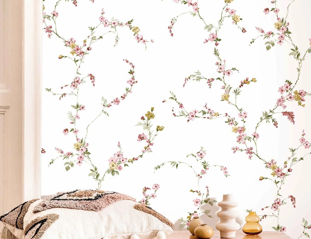 Parato Cristiana Masi Blooming Garden 11 Fiorella fehér-okkersárga virágos vlies tapéta – 8335