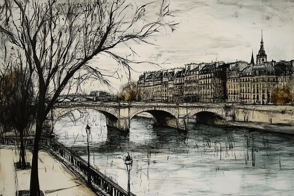 Vászonkép Canvas Város Párizs Folyó Hidak Építészet Kilátás 120x80