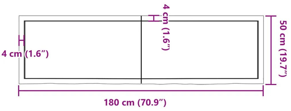 világosbarna kezelt tömör tölgyfa asztallap 180x50x(2-6) cm