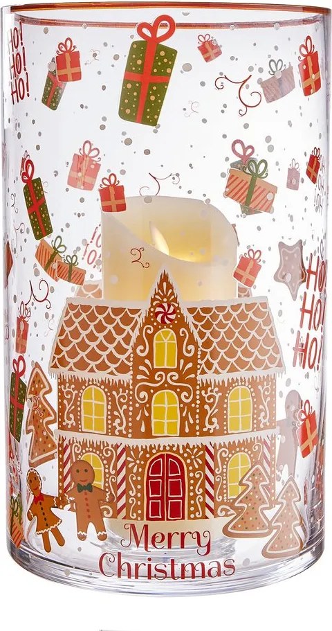 CHRISTMAS DELIGHT üveg szélfogó 30 cm , házikó