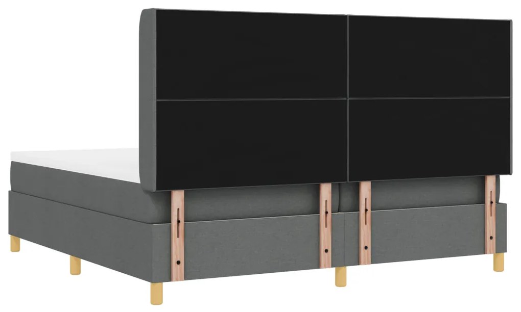 Box Spring ágy matracmal Sötétszürke 200 x 200 cm szövet