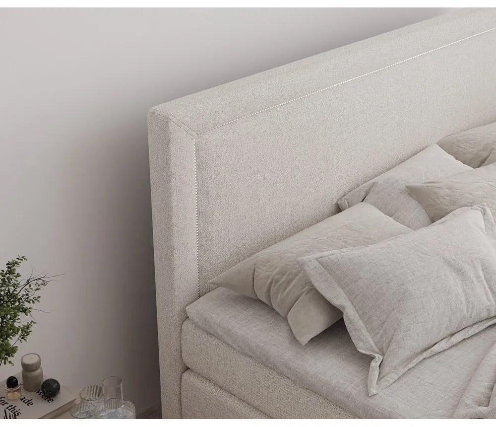 Bézs ágyneműtartós boxspring ágy 180x200 cm Lavenda – Maison de Rêve