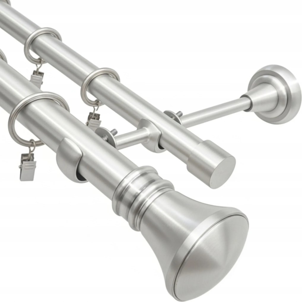 Dupla fali Függönykarnis Fém 25+19 mm ezüst Szatén Monaco 360 cm