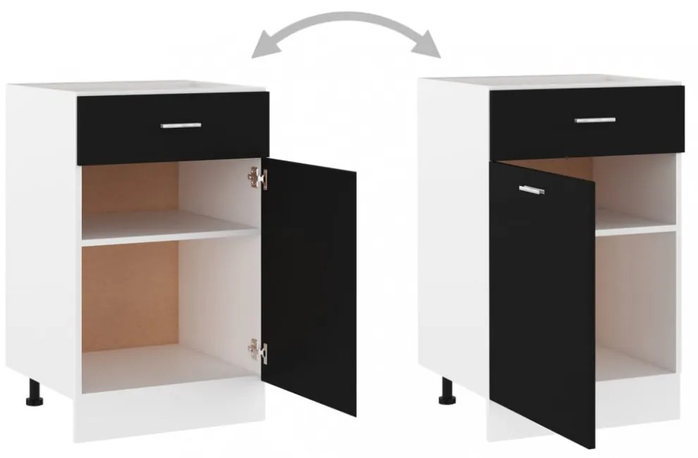 “Lyon” fekete szerelt fa fiókos alsószekrény 50 x 46 x 81,5 cm