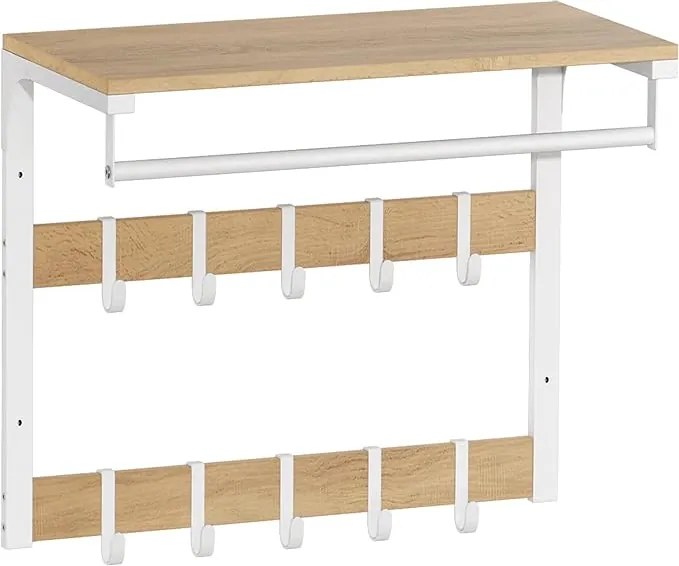 Akasztós fogas forgácslap Songmics fehér