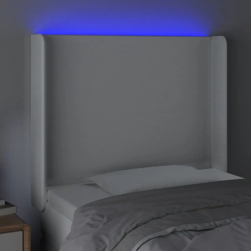 fehér műbőr LED-es fejtámla 93x16x118/128 cm