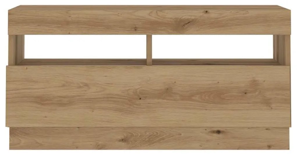 kézműves tölgy szerelt fa TV-szekrény LED-ekkel 180x35x40 cm