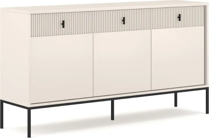 Komód 3 ajtóval és 3 fiókkal kasmír színben fekete elemekkel fekete fogantyúkkal – MAGGIORE MA03