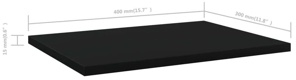 4 db fekete szerelt fa könyvespolc 40 x 30 x 1,5 cm
