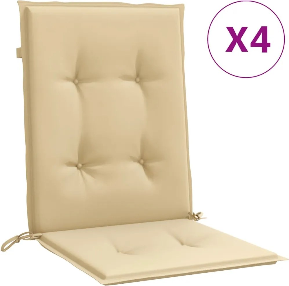 vidaXL 4db melange bézs szövet alacsony háttámlás székpárna 100x50x4cm