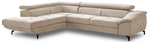 BRESCIA kinyitható L-alakú balos sarokülőgarnitúra, bézs, tárolóval