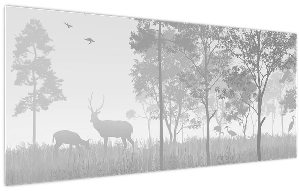 Kép - rét szarvasokkal (120x50 cm)