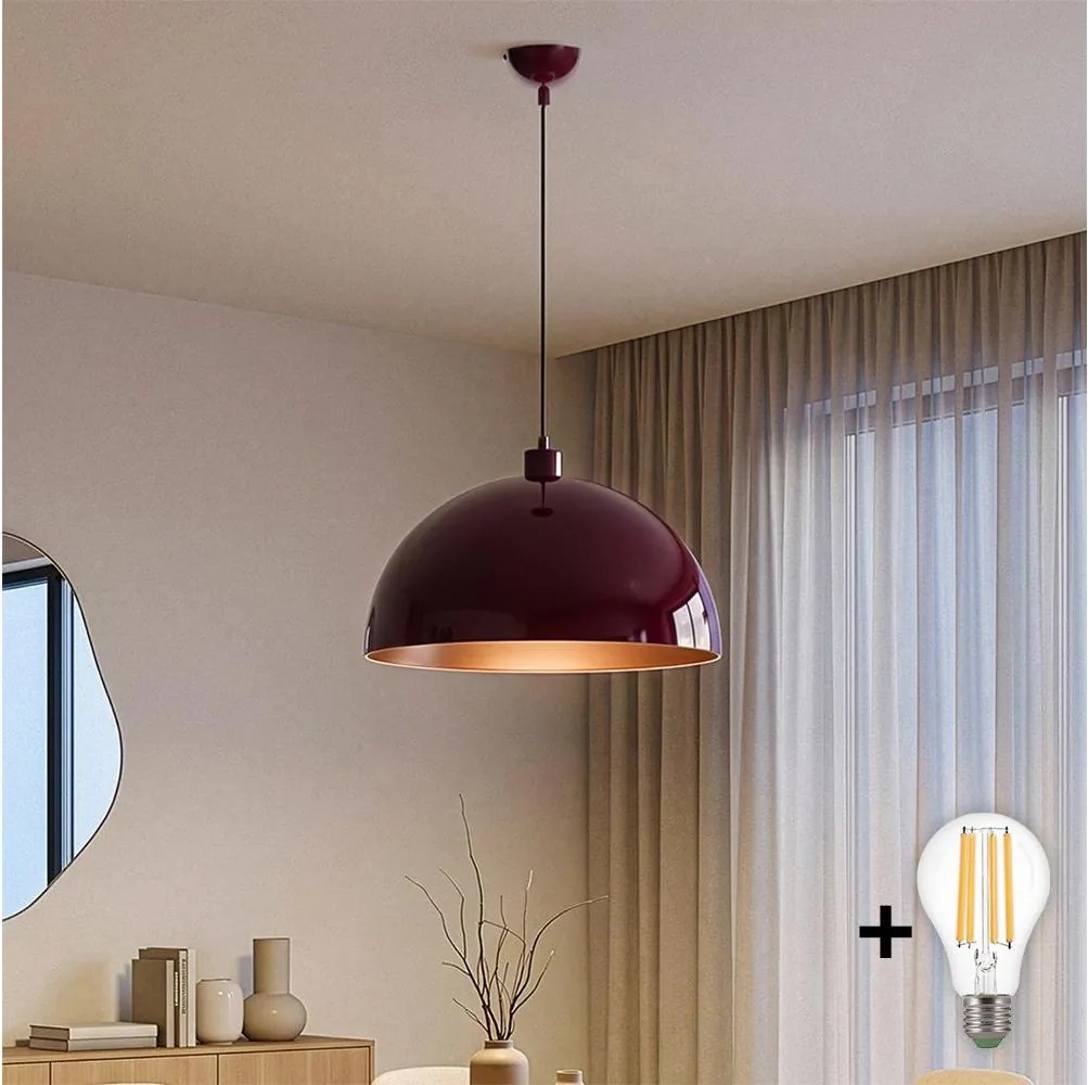 Brilagi - LED csillár kábellel METALO 1xE27/40W/230V átm. 40 cm bordó/rézszínű