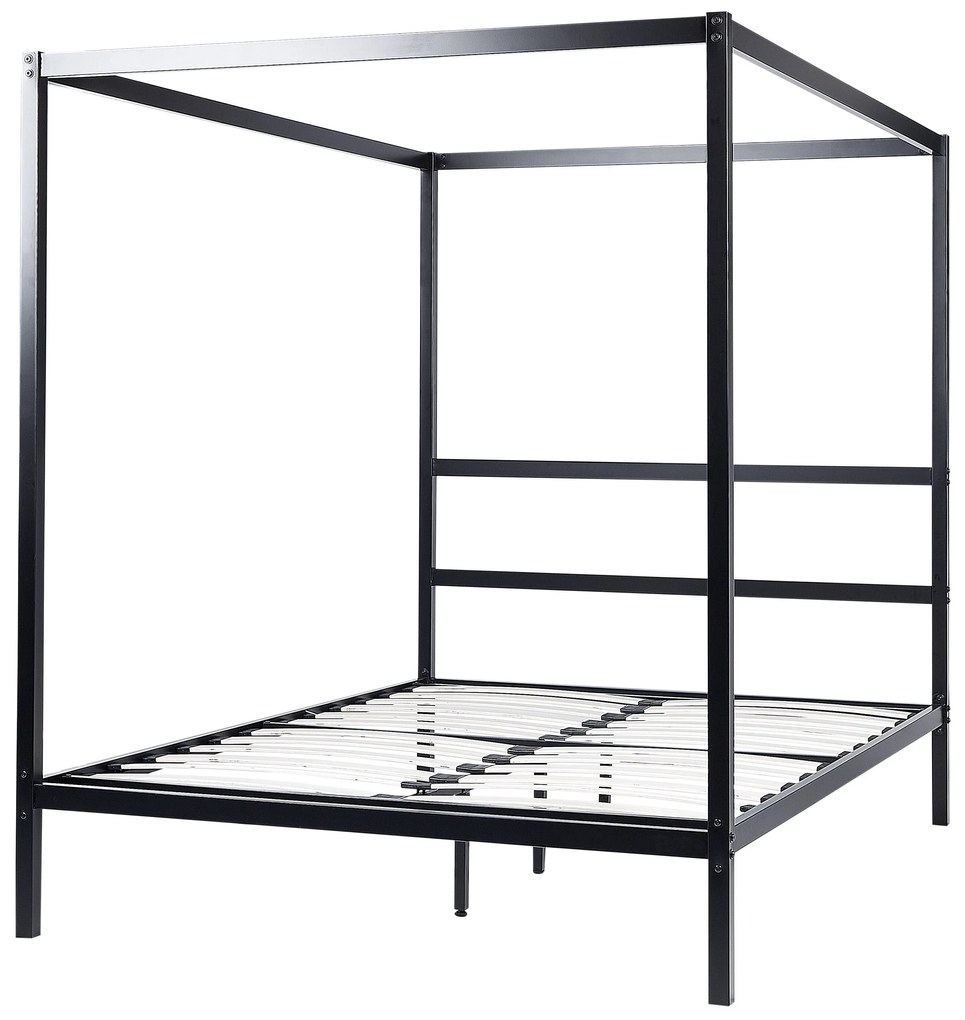 Fekete fém baldachinos franciaágy 140 x 200 cm LESTARDS Beliani