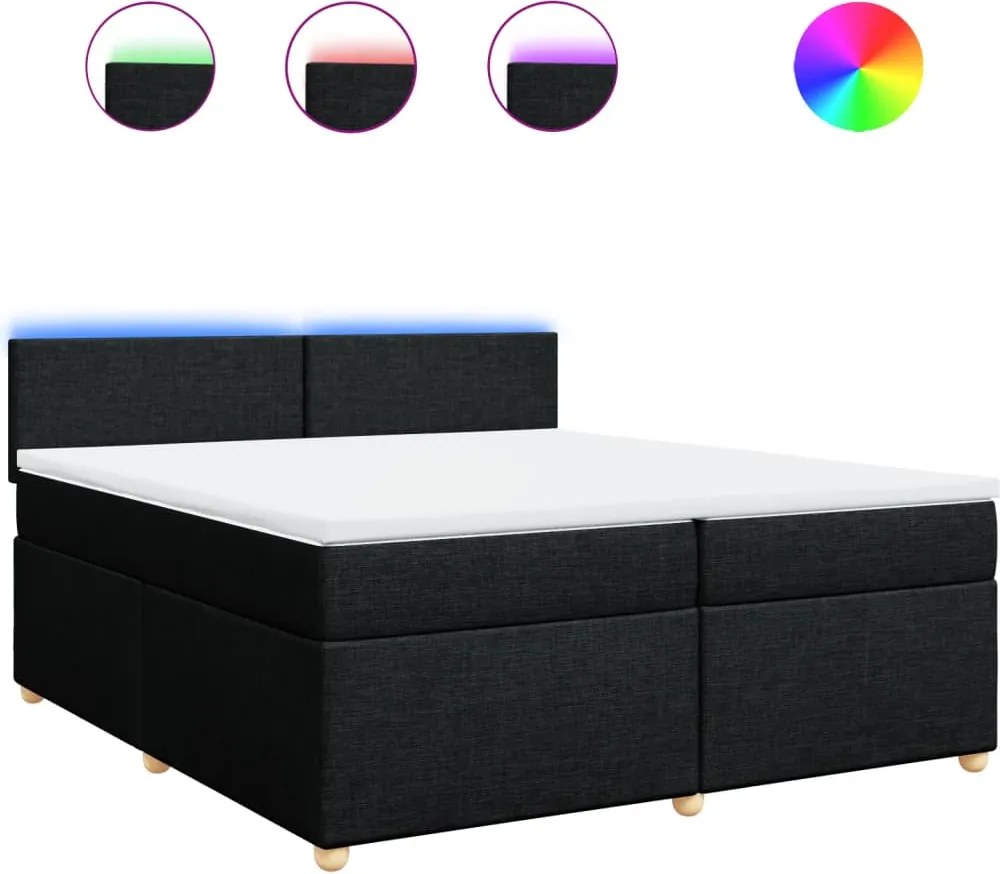 vidaXL fekete szövet rugós ágy matraccal 200 x 200 cm